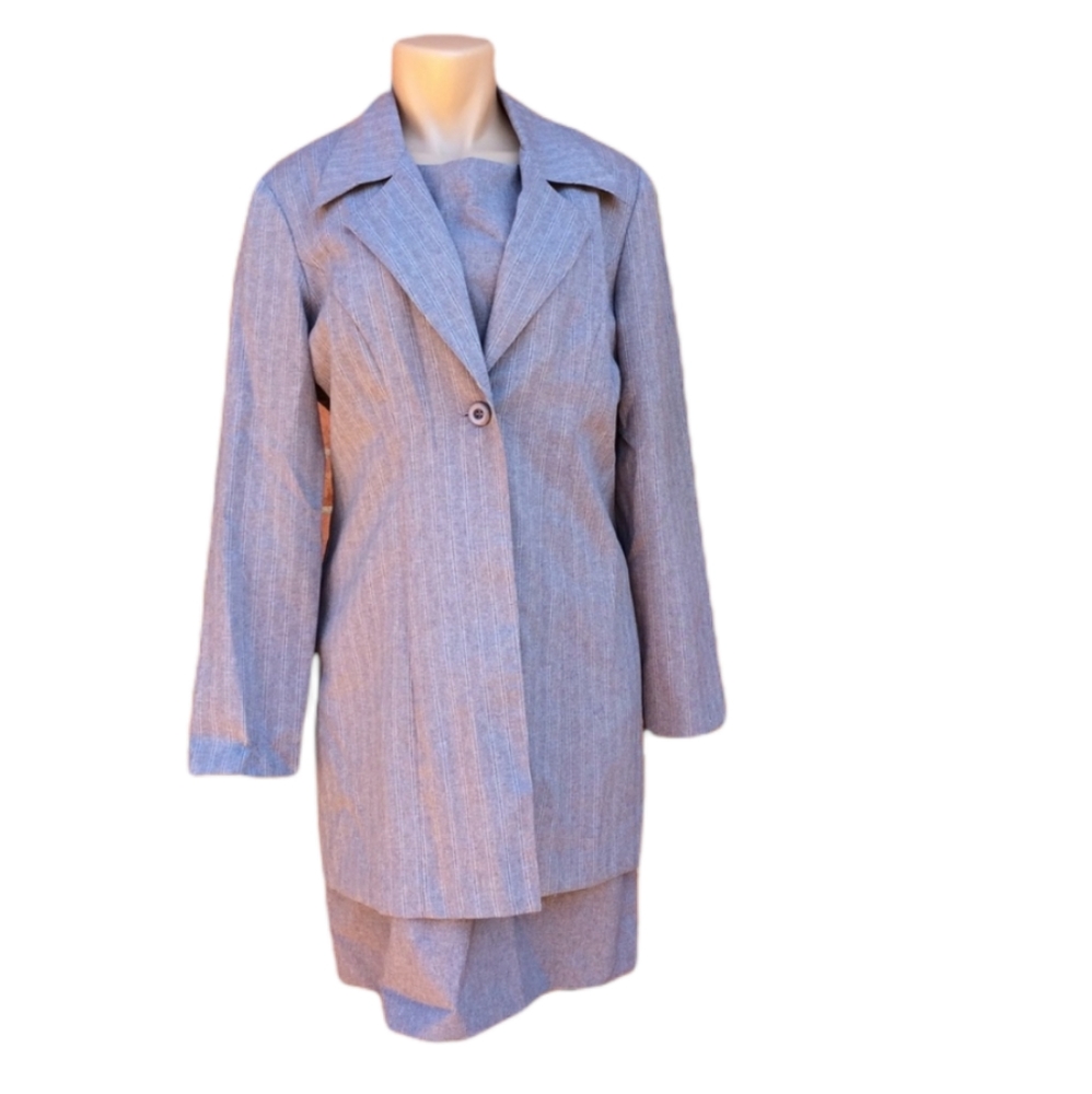 Cato gray sheath dress matching pinstripe coat